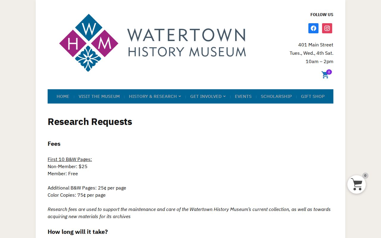 Watertown previous residents house history request service